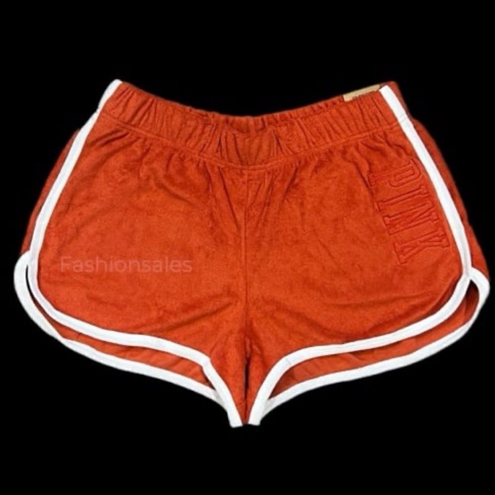 Victoria’s Secret Pink Varsity High Waist Terrycloth Beach Shorts Amber Clay